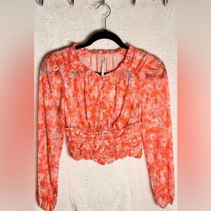 Anthropologie Watercolor Ruffle Button Top XXS